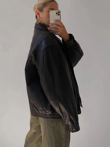 Womens Black Plus Size Leather Jacket