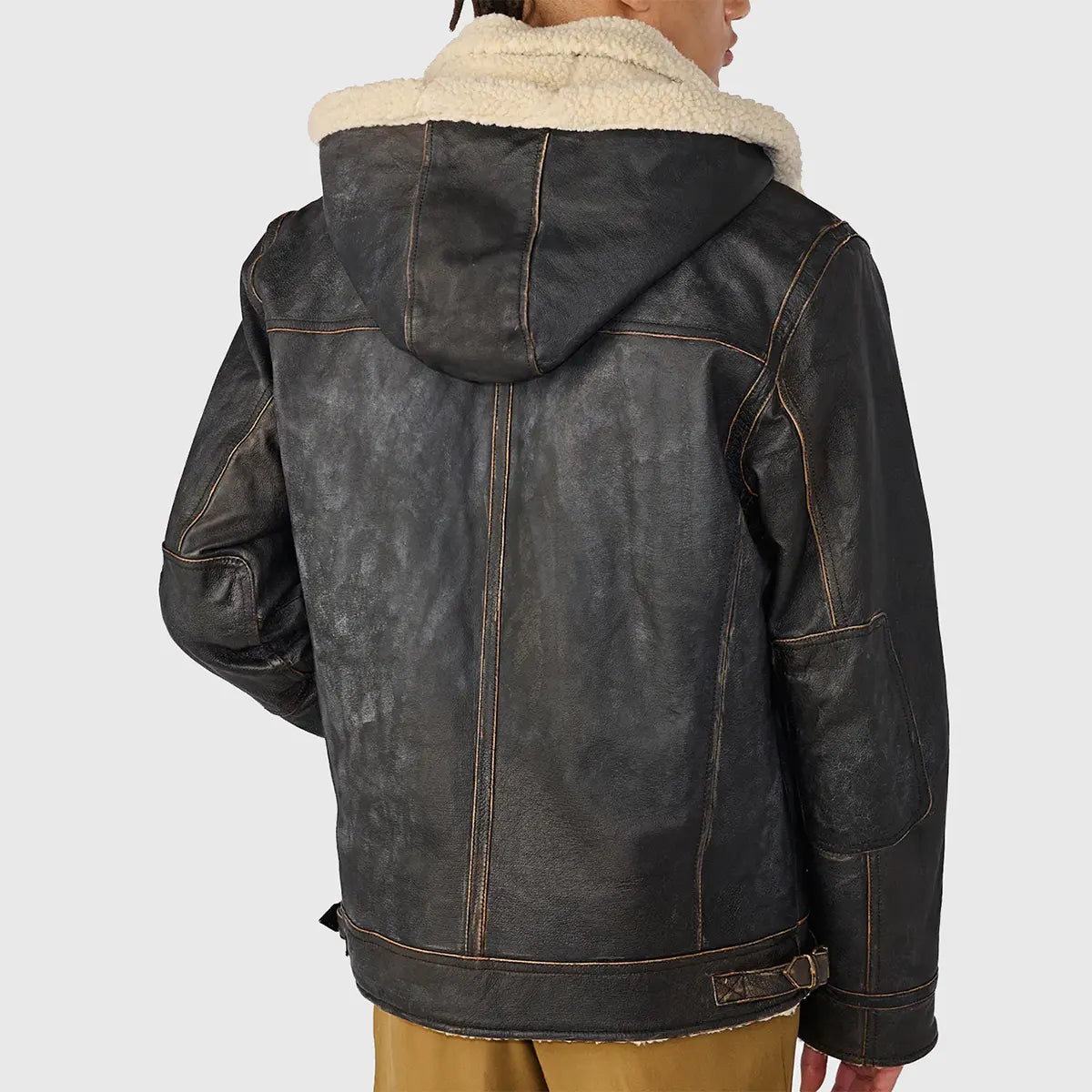 Men’s Brown Distressed Aviator Leather Jacket