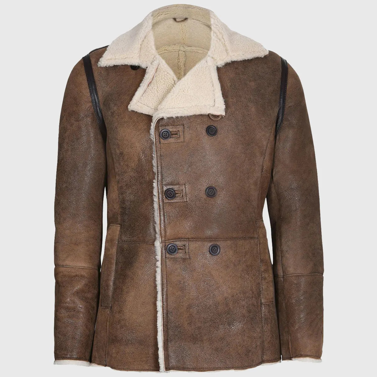 Faith Men’s Brown Distressed Aviator Leather Jacket