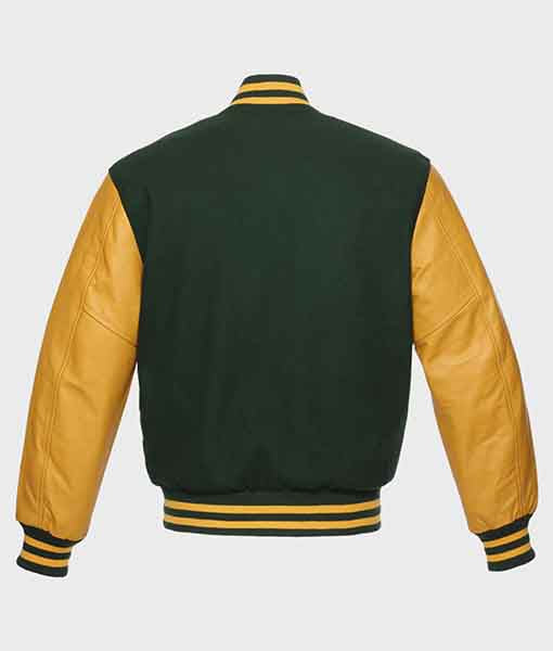 Mens Green and Yellow Varsity Jacket