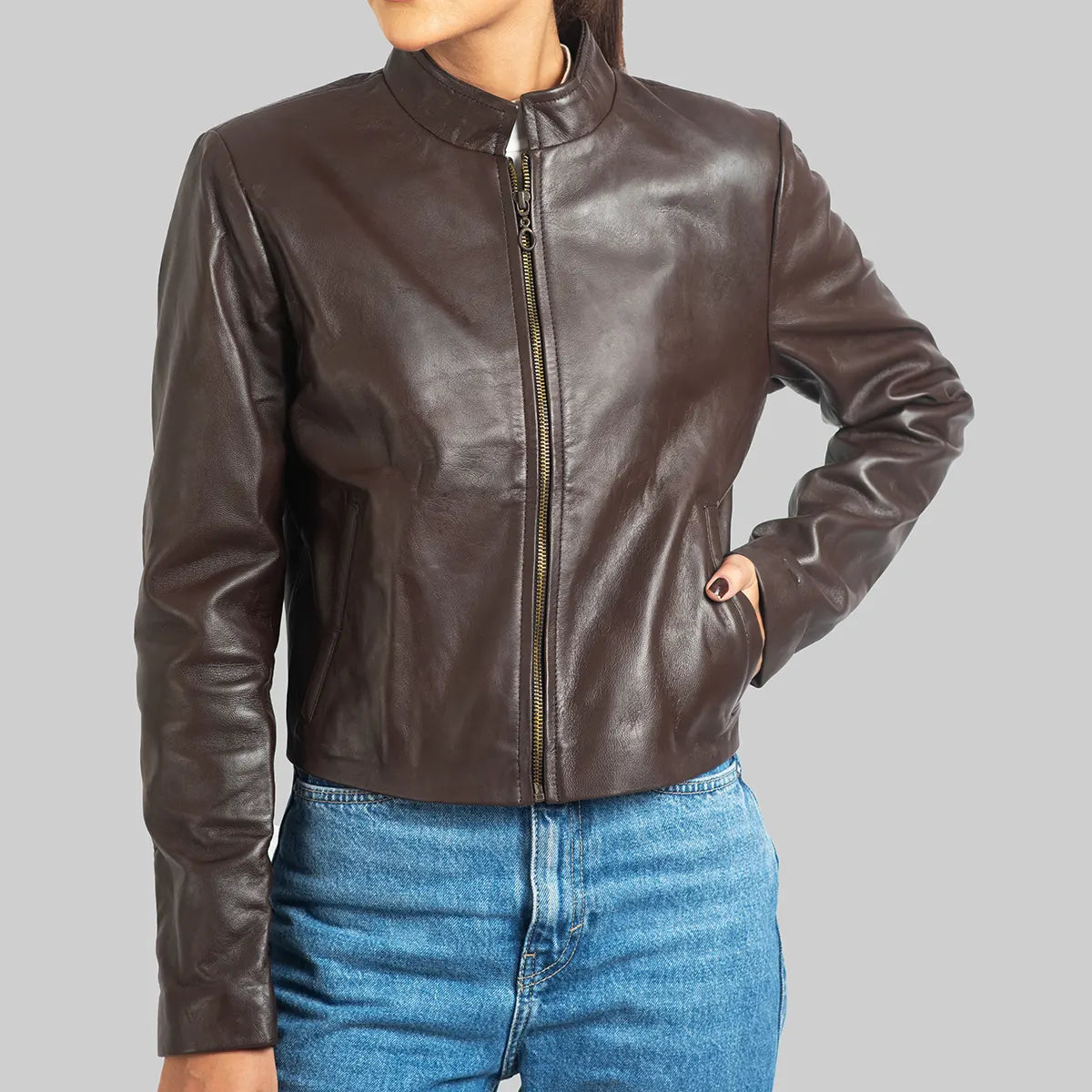 Helen Women’s Dark Brown Leather Jacket