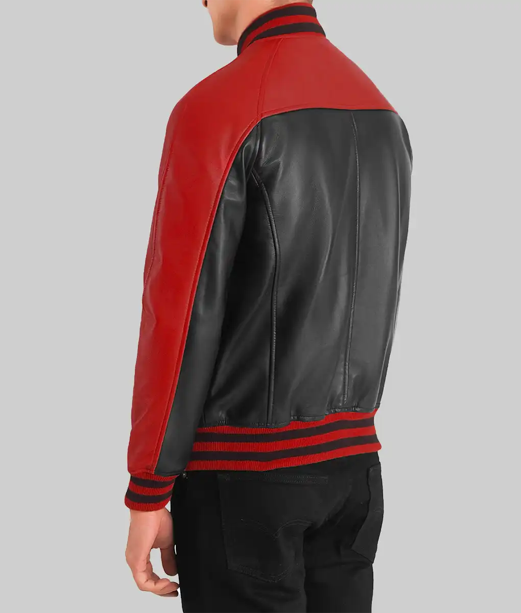 Men’s Black & Red Leather Varsity Jacket