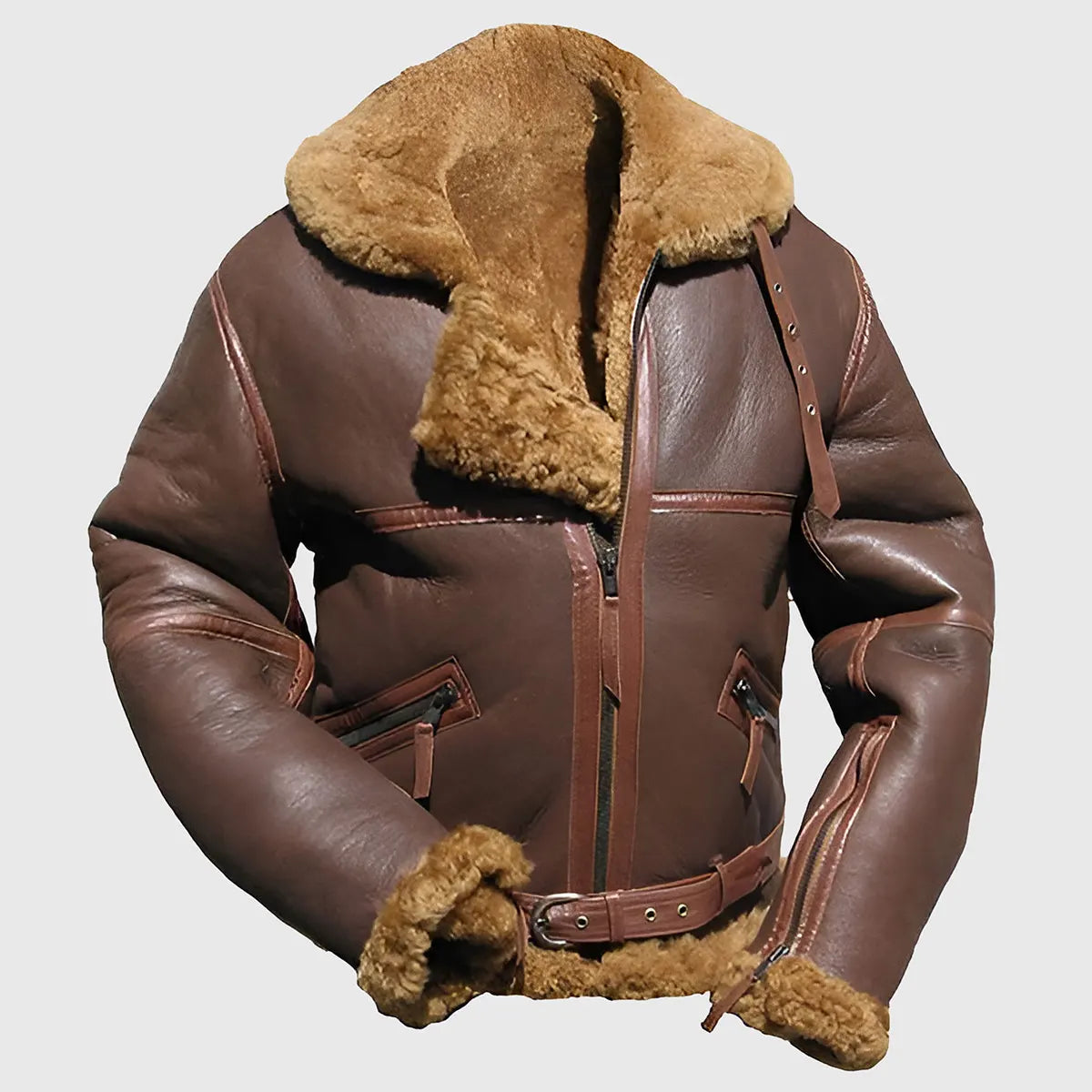 James Men’s Brown B-3 Bomber Leather Jacket