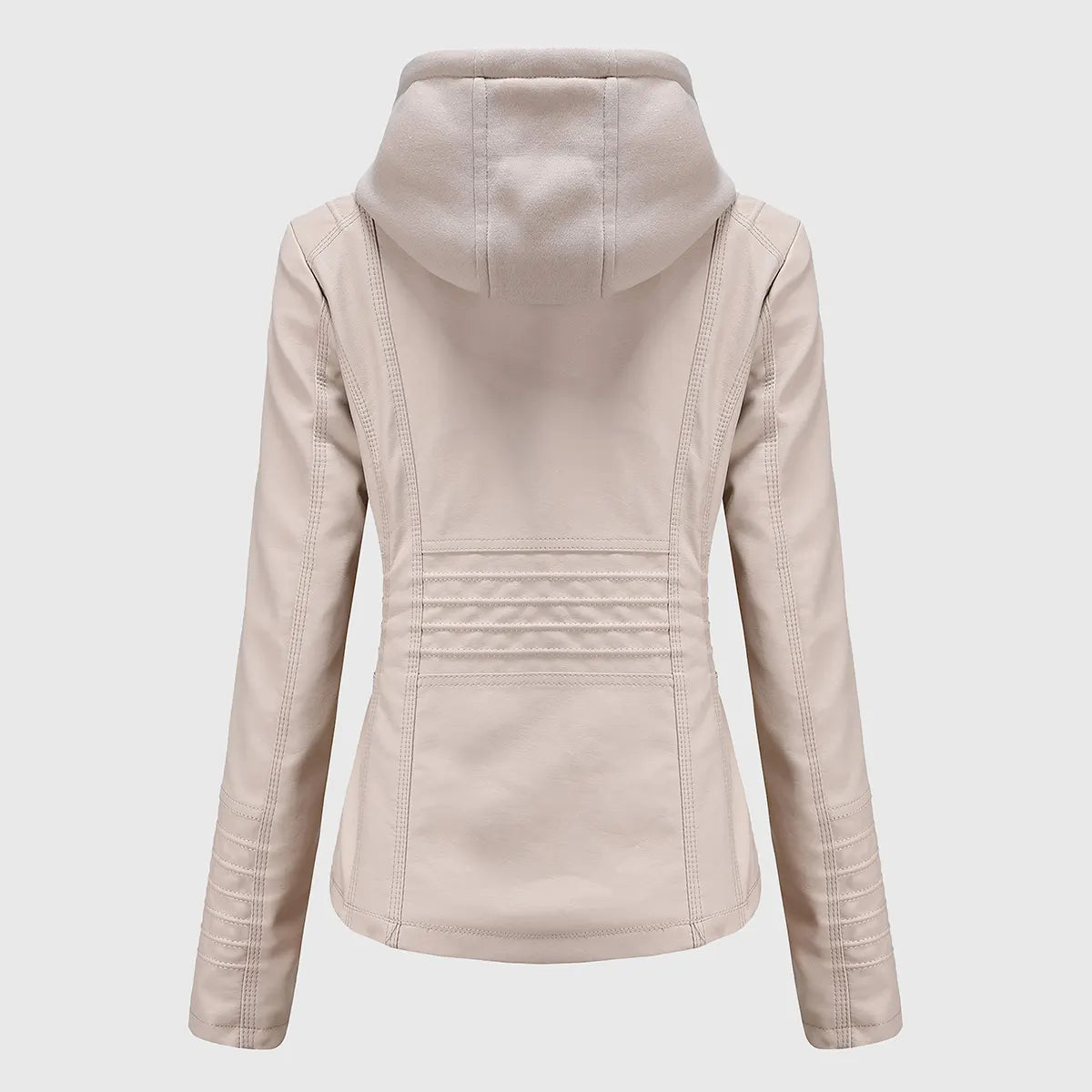Womens White Hooded Leather Jacket
