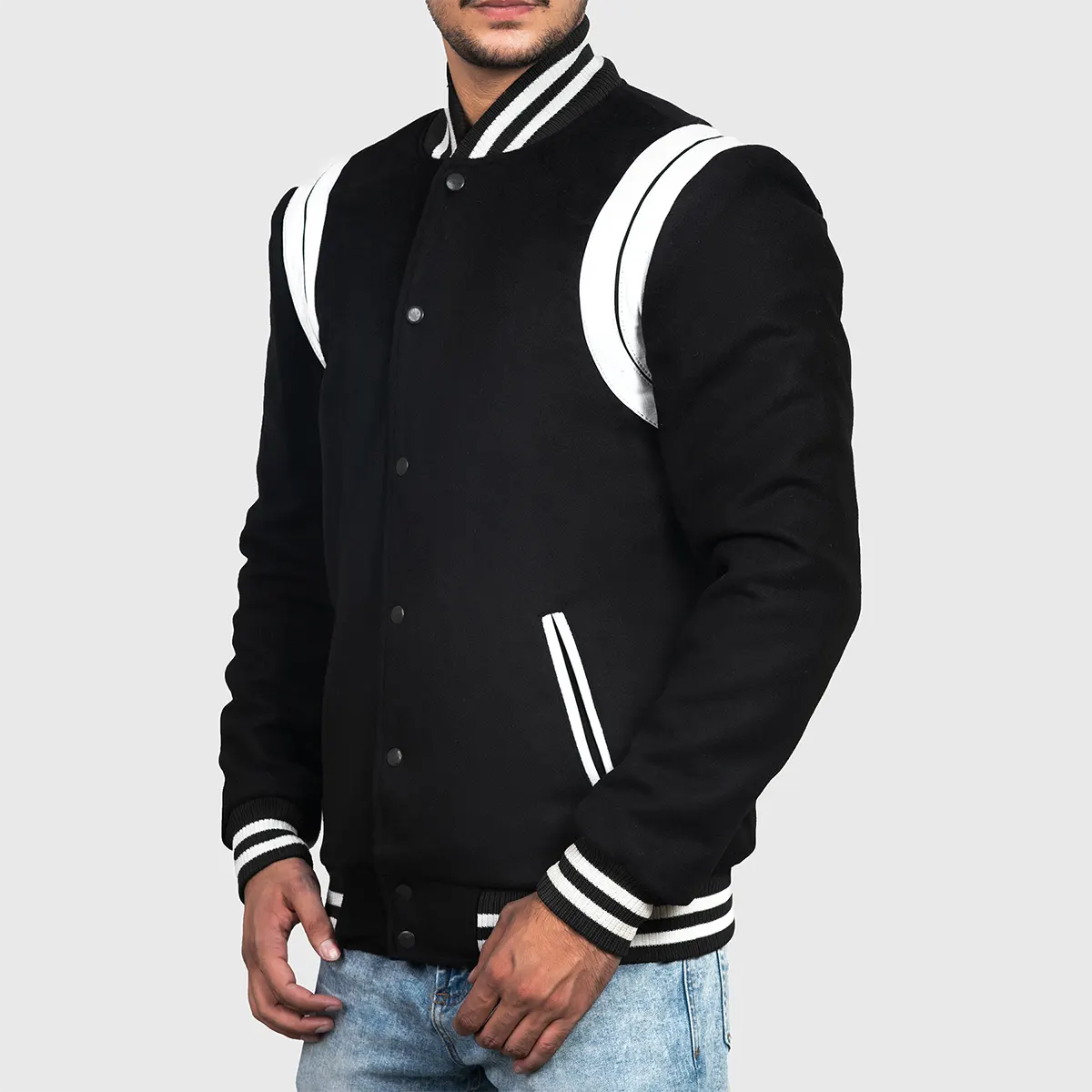 Men’s Black & White Varsity Jacket