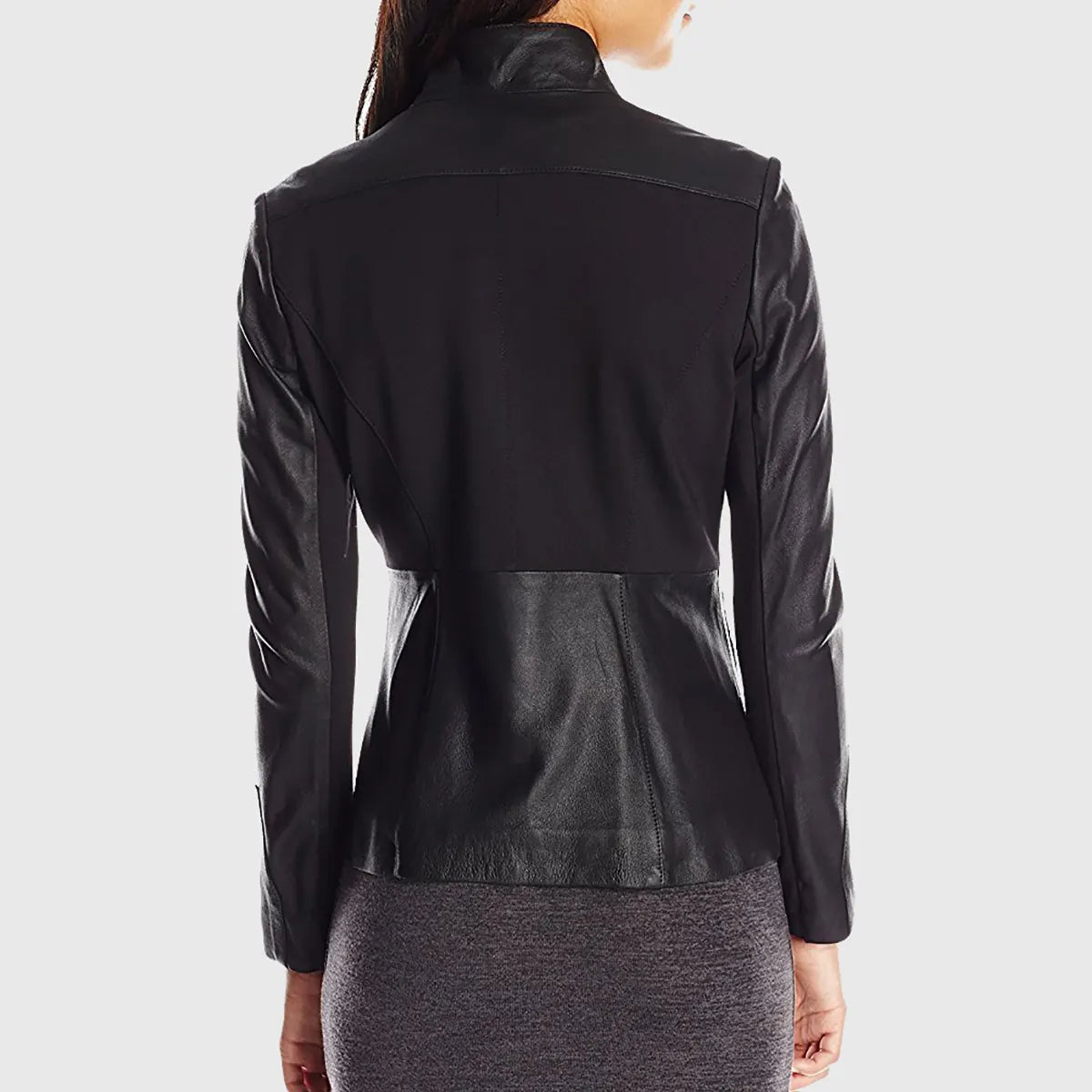Womens Black Double Rider Biker Leather Jacket