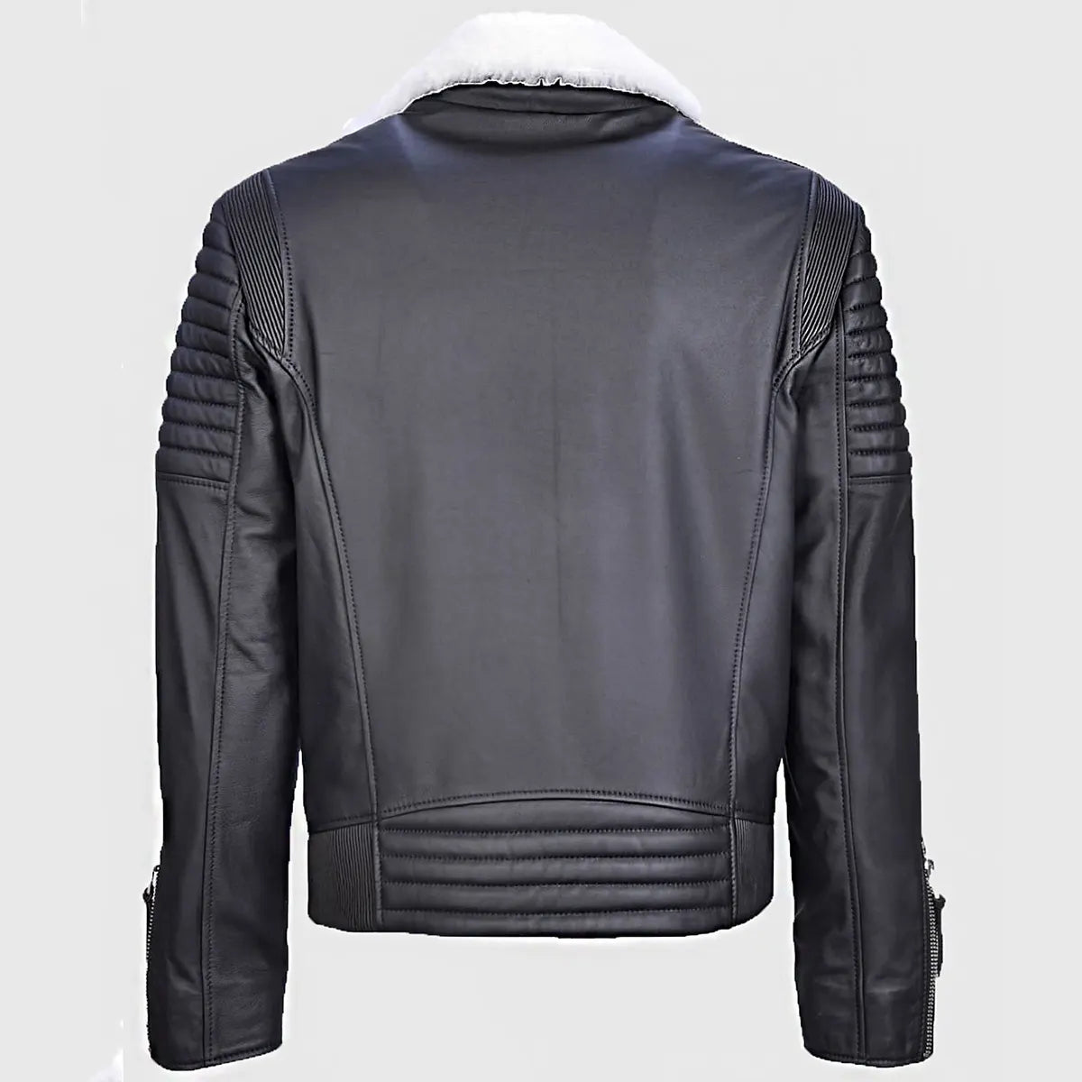 Men’s Black Shearling Leather Biker Jacket