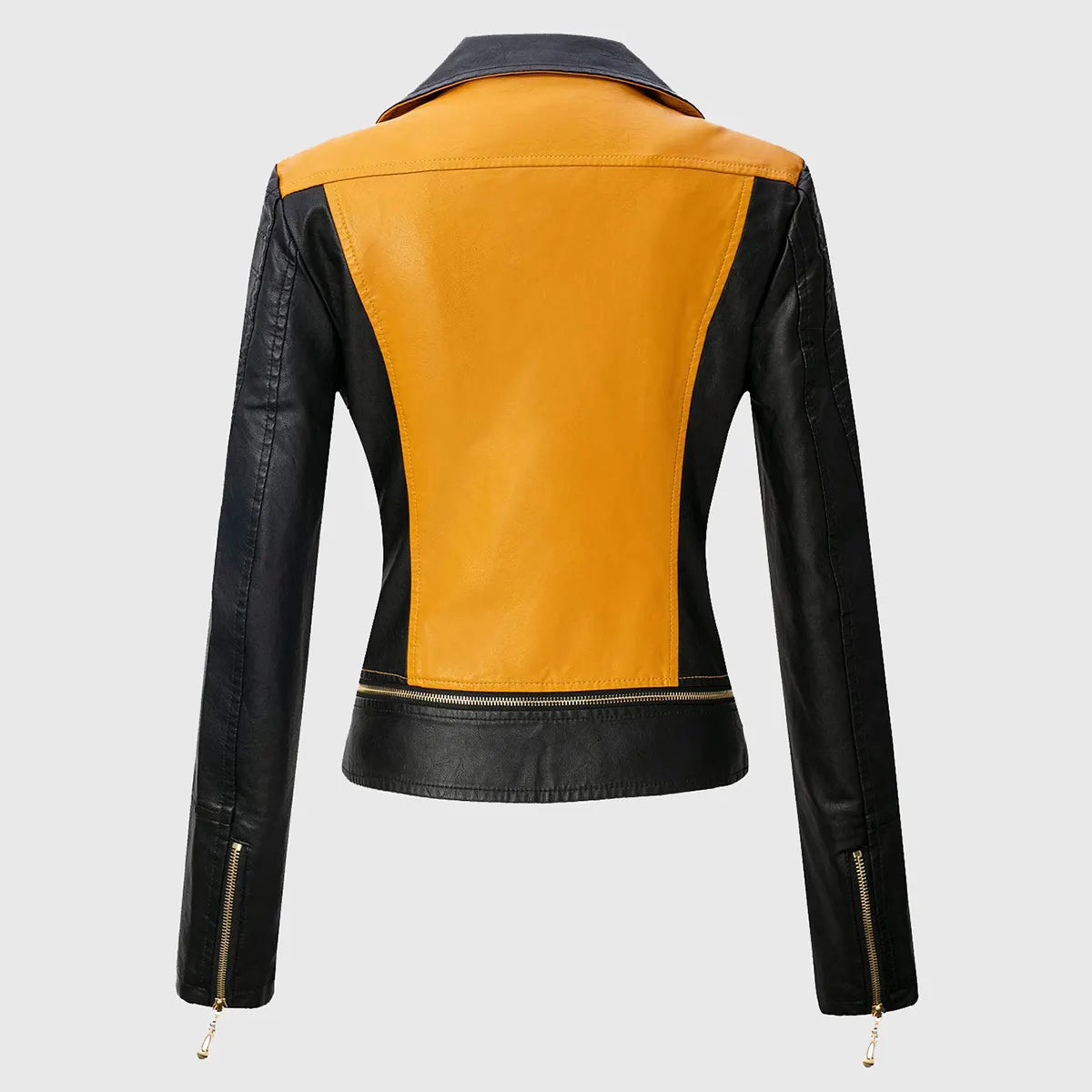 Womens Yellow Double Rider Biker Leather Jacket