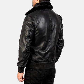 Mens Black G1 Leather Flight Jacket