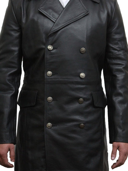 Mens Genuine Leather Jacket U Boat Captains Military Style Vintage