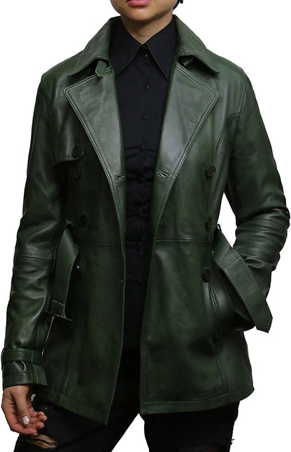 Womens Genuine Leather Biker Jacket Coat
