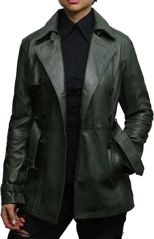 Womens Genuine Leather Biker Jacket Coat
