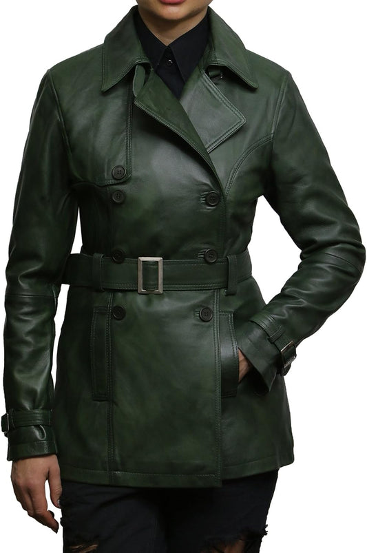 Womens Genuine Leather Biker Jacket Coat