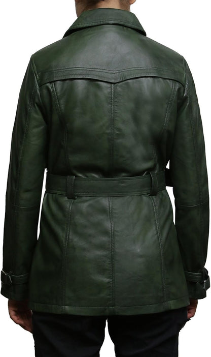 Womens Genuine Leather Biker Jacket Coat