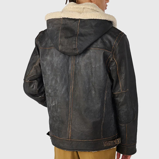 Men’s Brown Distressed Aviator Leather Jacket