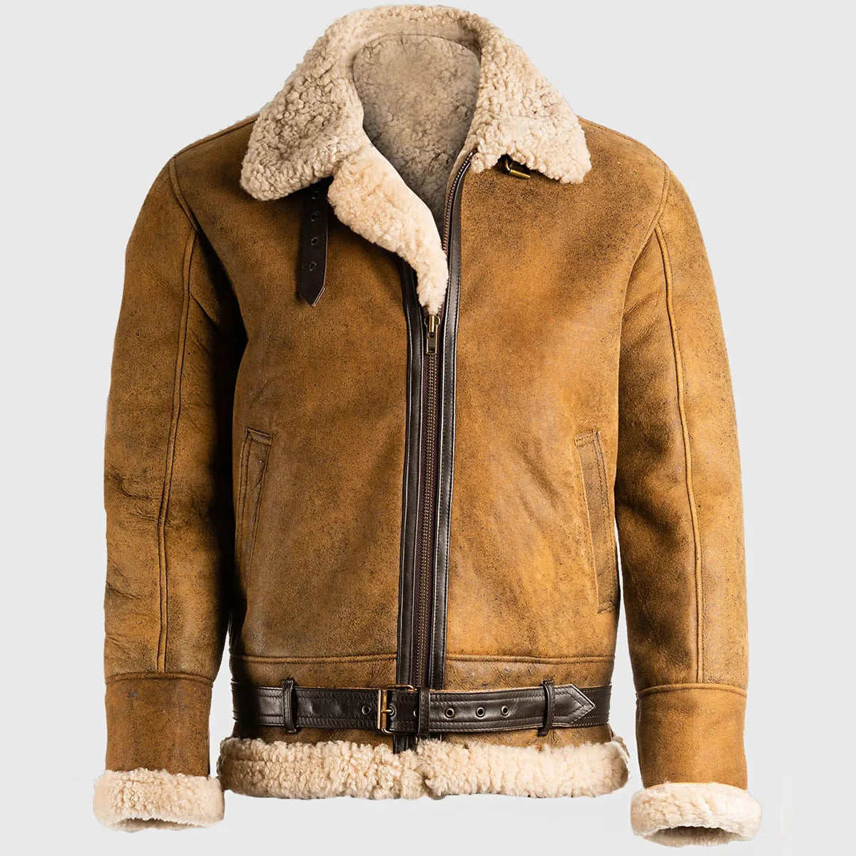 Men’s Brown B-3 Bomber Leather Jacket