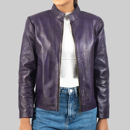 Women’s Vintage Purple Leather Jacket