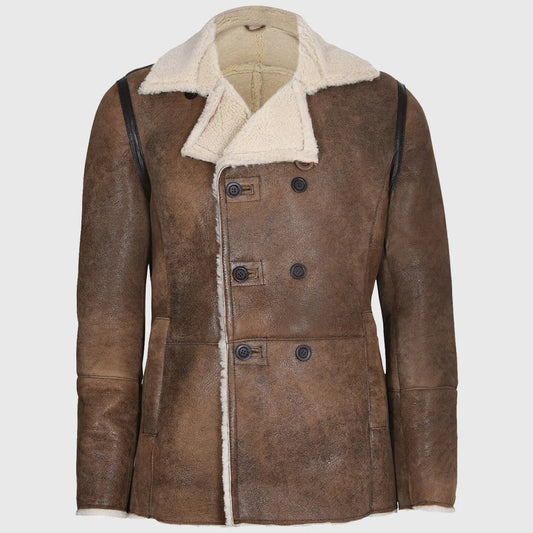 Faith Men’s Brown Distressed Aviator Leather Jacket