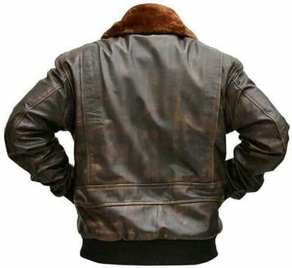 G-1 Force Aviator Flight A-2 Jacket Distressed Brown Genuine Bomber Leather Jacket