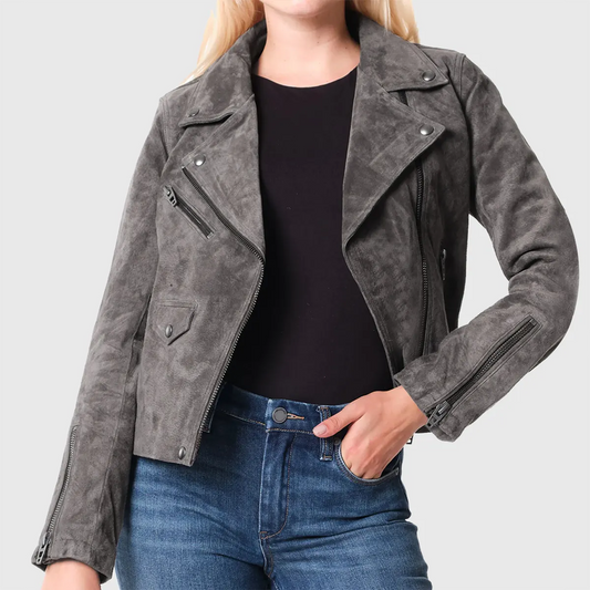 Gianna Brown Suede Biker Jacket
