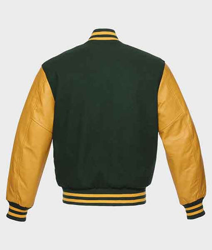 Mens Green and Yellow Varsity Jacket