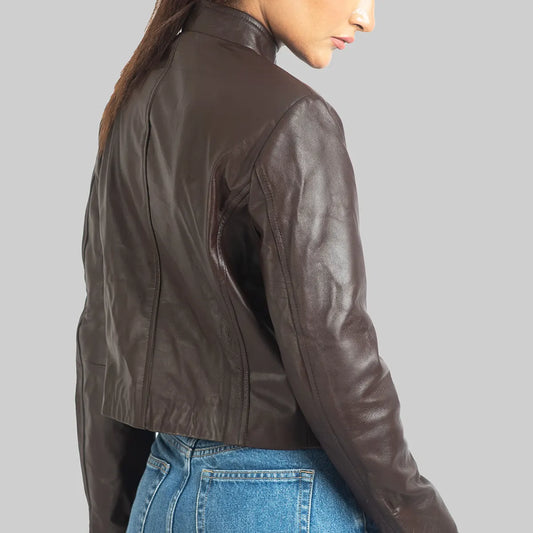 Helen Women’s Dark Brown Leather Jacket