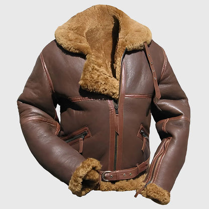 James Men’s Brown B-3 Bomber Leather Jacket