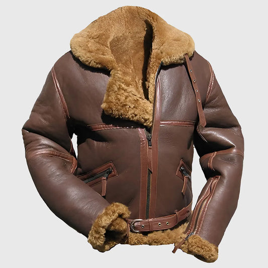 James Men’s Brown B-3 Bomber Leather Jacket