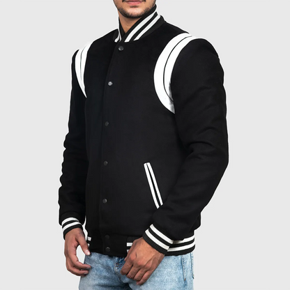 Men’s Black & White Varsity Jacket