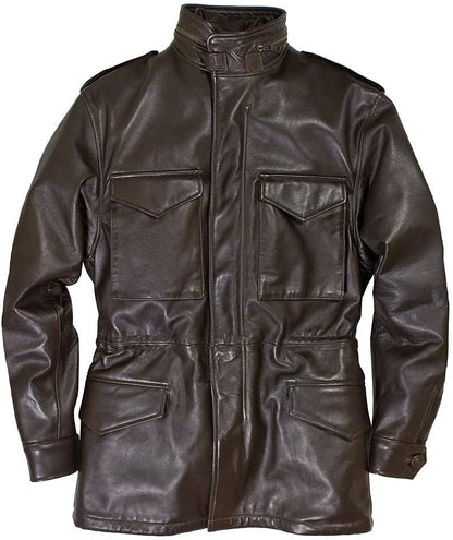 Men's M-65 Field Brown Real Leather Jacket