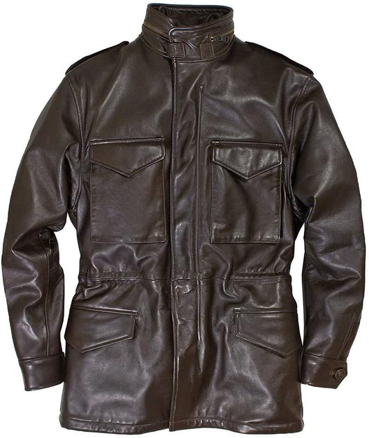 Men's M-65 Field Brown Real Leather Jacket