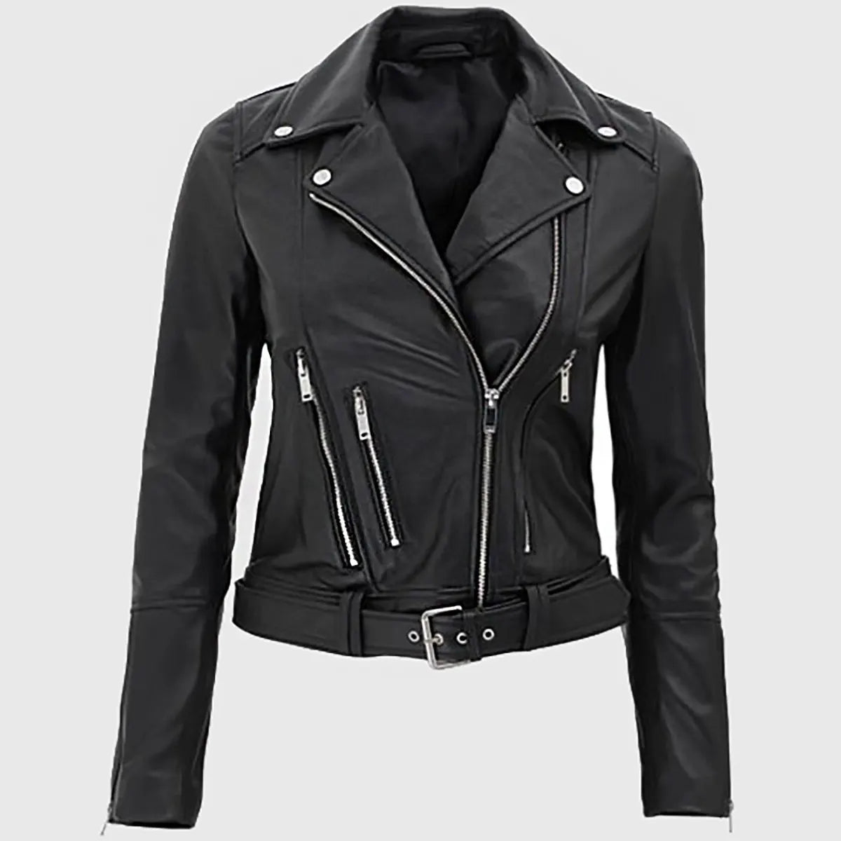 Women’s Black Biker Leather Jacket