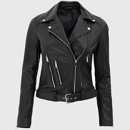 Women’s Black Biker Leather Jacket