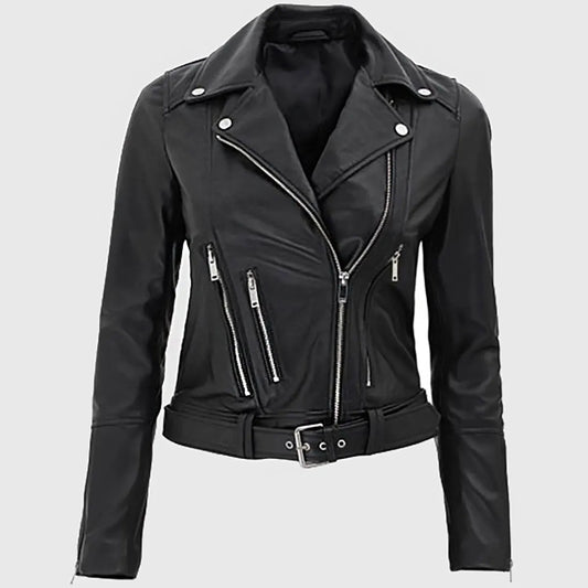 Women’s Black Biker Leather Jacket