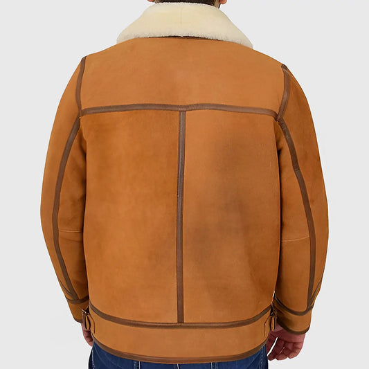 Tejan Men’s Brown B-3 Bomber Leather Jacket