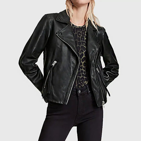 Wilma Women’s Black Leather Biker Jacket