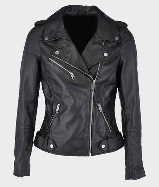Allison Black Biker Leather Jacket