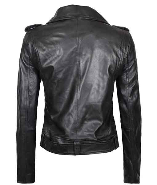 Women’s Motorcycle Black Asymmetrical Leather Jacket