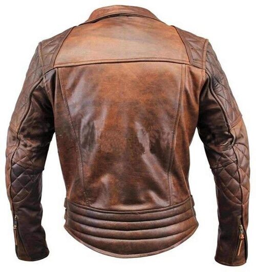 Mens Vintage Brown Leather Motorcycle Jacket